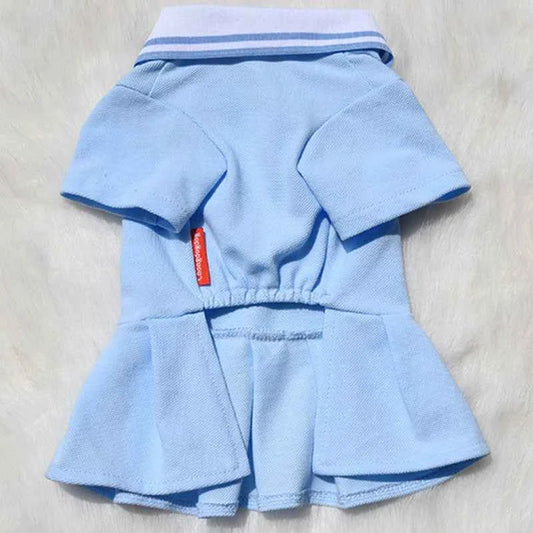 Cute Dog Polo Dresses for Small Dogs Girl, Puppy Skirt with Pleated Hem Sundress Costume Spring Summer Dog Clothes Pet Apparel
