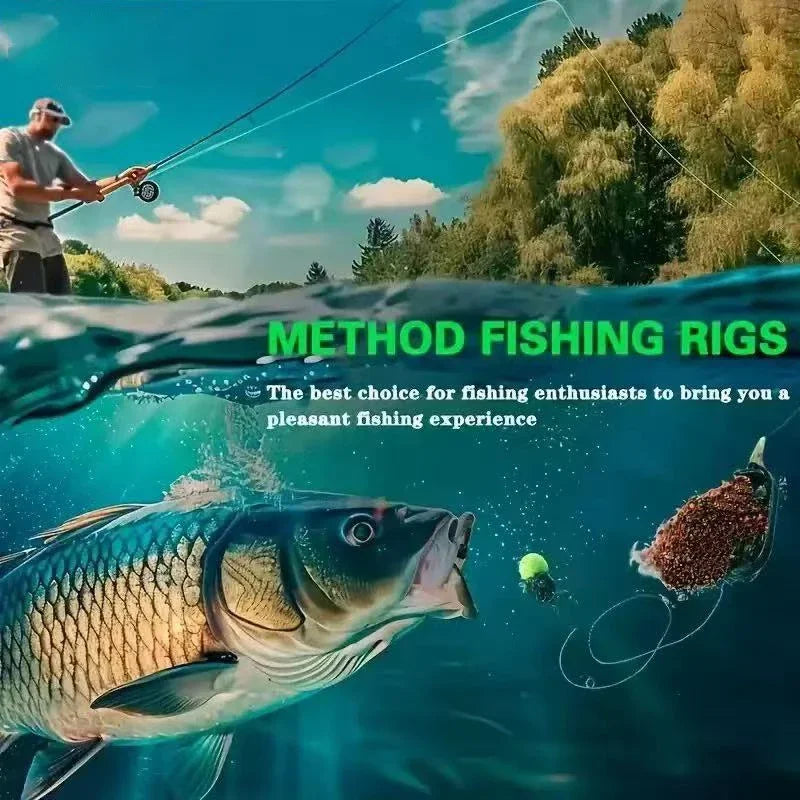10/20pcs Method Feeder Rigs with Barbed Spike and 8 Braided Line,High-strength Barbed Fish Hook Size6 8 10 12 14,Feeder Fishing