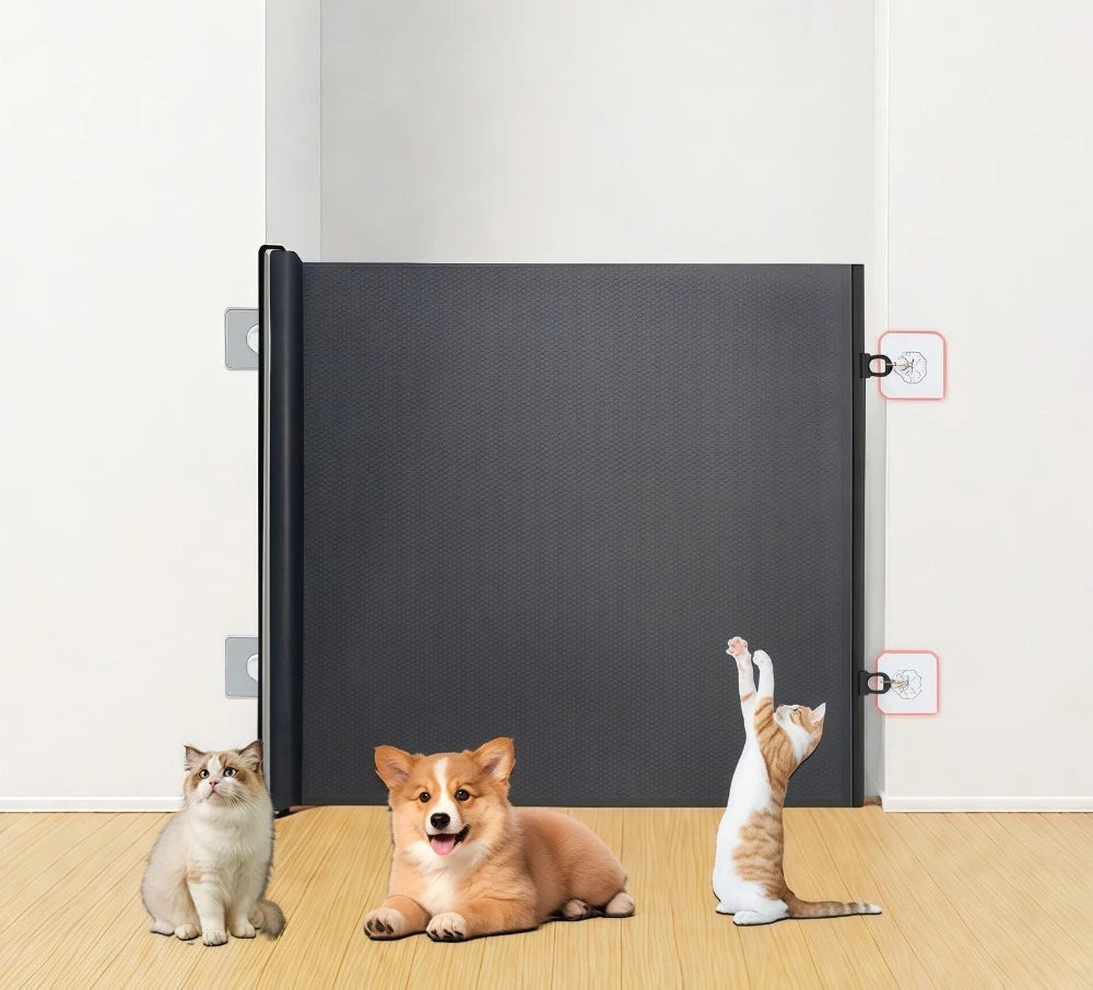 Automatic Retractable Pet Fence Door Isolated Cat Safety Door No-drill Mesh for Cats Sturdy and Durable Cat Accessories