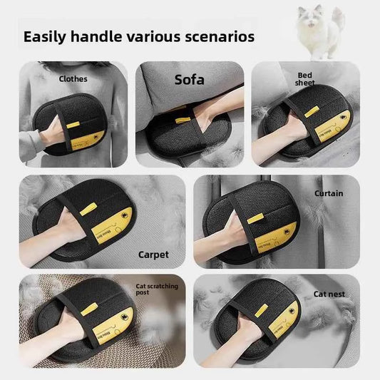 Pet Hair Removal Kit: Sticky Roller, Static Brush & Grooming Gloves - For Cat Dog Fur on Furniture Car Clothing
