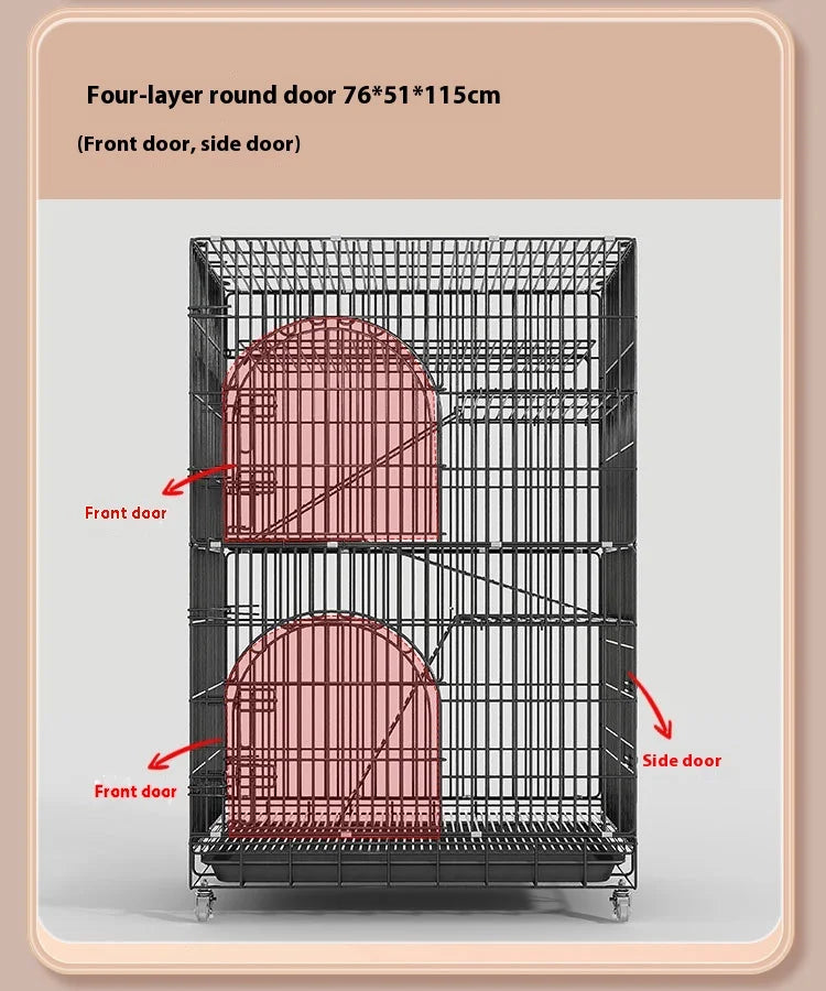Indoor Cat Villa Cage with Foldable Design Large Multi-Story Cat House Encrypted Pet Cage Furniture for Home - Play Paws Toys
