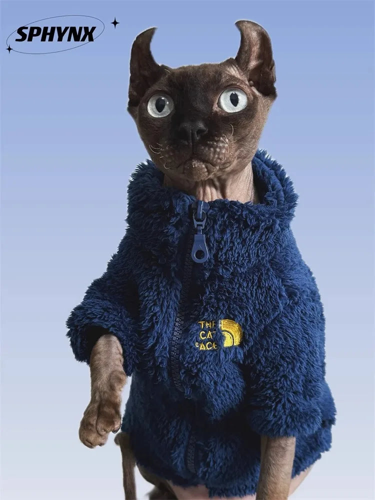 Winter pet dog dog cat coat cold proof hairless cat clothes sphinx devon thick winter warm three-color lambswool coat - Play Paws Toys