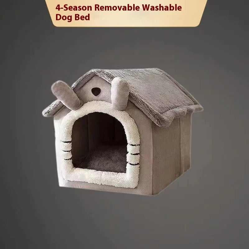 House Style Pet Bed for Small Dogs & Cats - All Season Removable Washable Dog House Winter Warm Teddy Bed Pet Supplies - Play Paws Toys