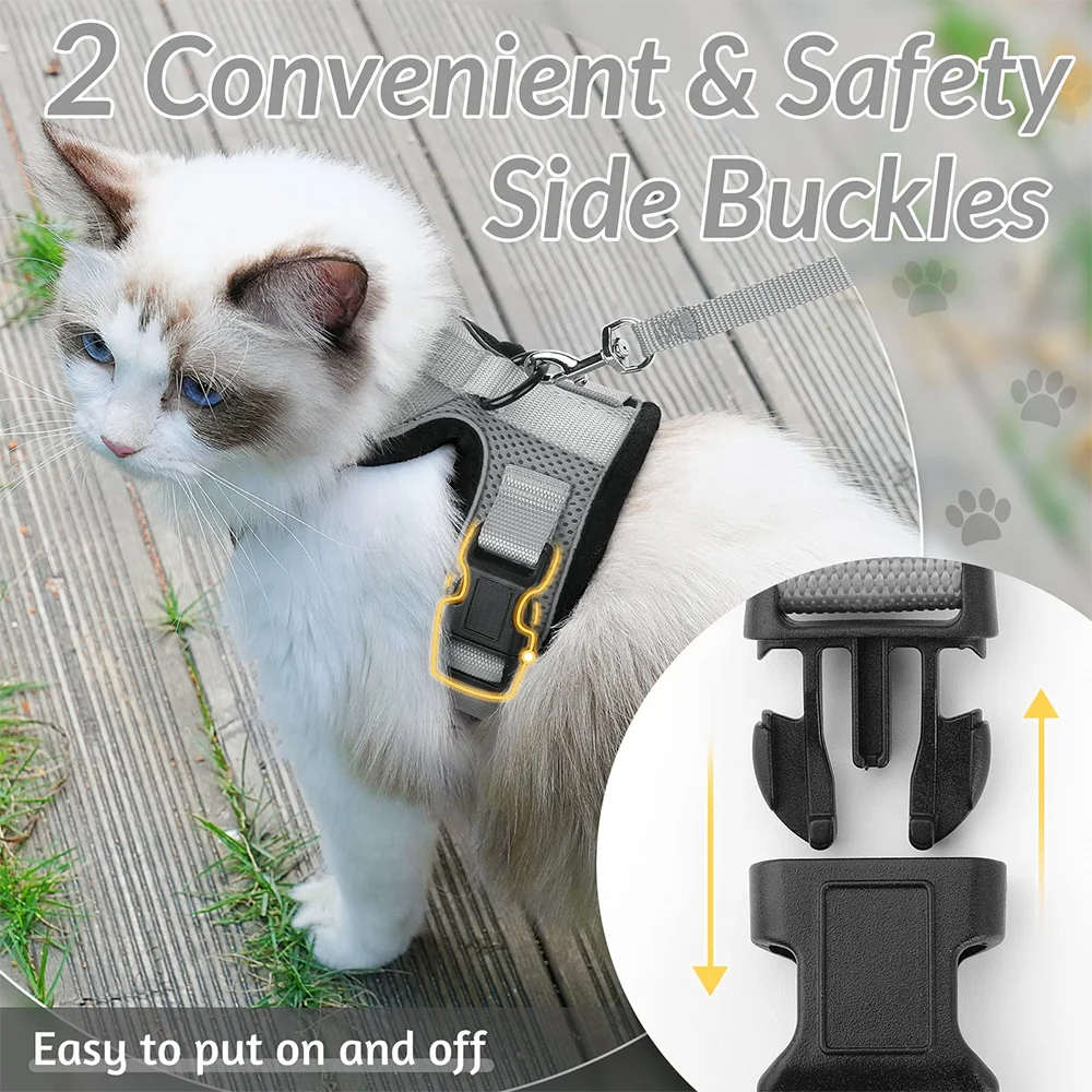 Cat Harness Lead Leash Set Adjustable Reflective Escape Proof Pet Mesh Vest Harness Puppy Dog Collar Small Dog Cat Pet Supplies - Play Paws Toys