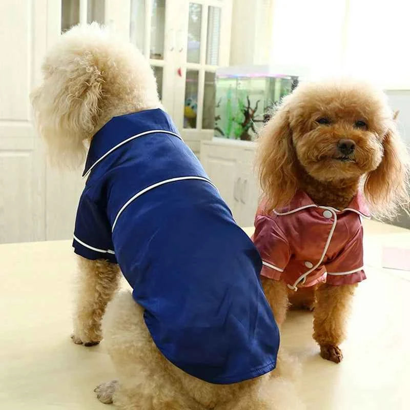 Luxury Pet Dog Pajamas Soft Silk French Bulldog Pajamas Pet Coat Clothing For Small Dogs Shih Tzu Puppy Cat Clothes XS-XL