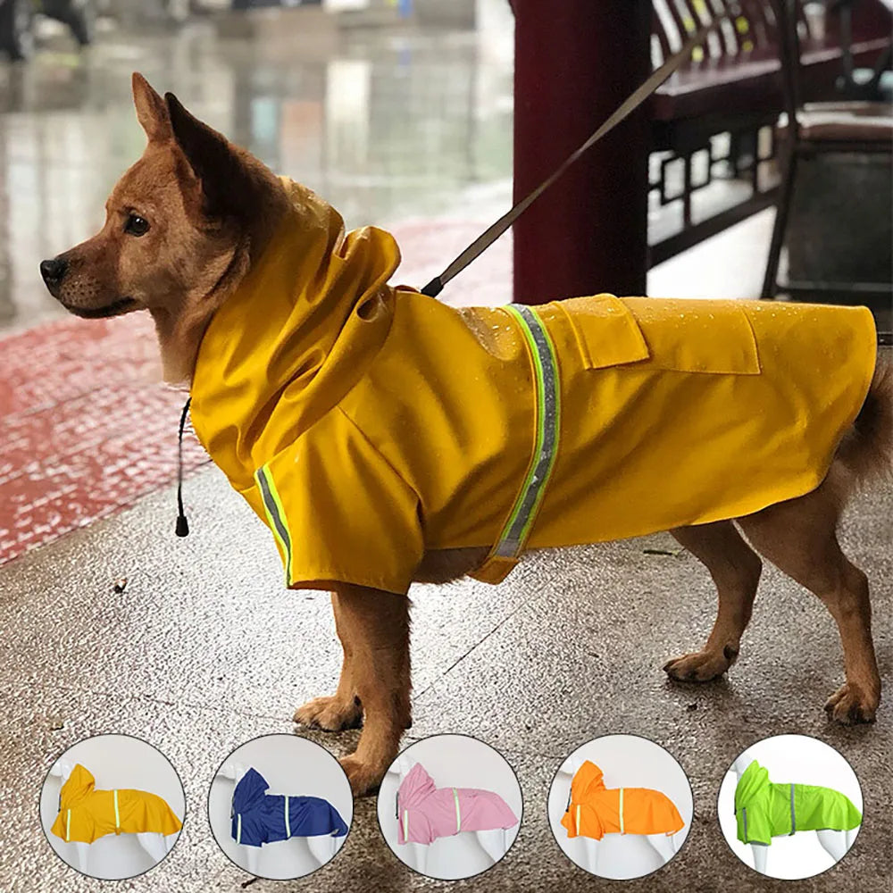 Waterproof Large Dog Raincoat Corgi Cloak Style Puppy Dog Clothes Reflective Pet Windproof Rainproof Hooded Raincoat for Dog