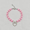 New Cute Pet Pearl Necklace with Heart-shaped Rhinestone Pendant Adjustable Cat Dog Collar Jewelry For Small Pets 8 Colors