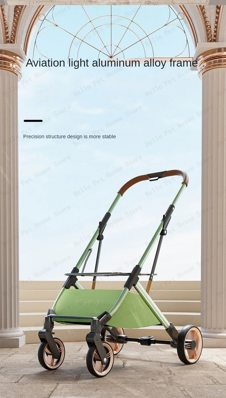 Detachable Pet Stroller Ultra-light Portable Outdoor Cat and Dog Stroller Aluminum Alloy Frame Four-wheel Shock Absorber - Play Paws Toys