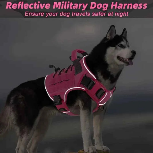 Adjustable No-Pull Tactical Dog Harness with Handle for Large Dogs - Reflective  Vest for Labrador Retriever, Siberian H