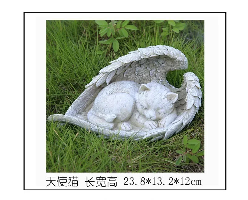 Pet Tombstone Dog Cat Tombstone Memorial Stone Personalized Memorial Stone Resin Statue Creative Angel Dog Cat Ornament
