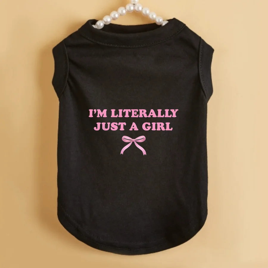 1pc Spring new minimalist letter printed pet vest, "I'm LITERALLY JUST A GIRL" printed sleeveless T-shirt for cats and dogs