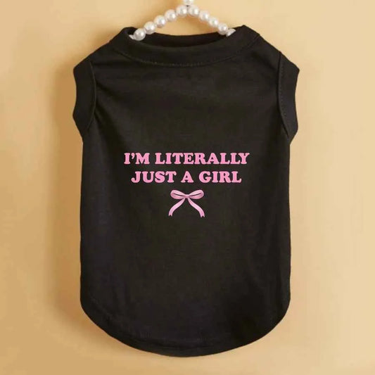 1pc Spring new minimalist letter printed pet vest, "I'm LITERALLY JUST A GIRL" printed sleeveless T-shirt for cats and dogs