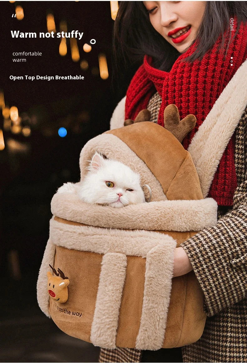 Portable Pet Cat Fall And Winter Speculation Handbag Warm Backpacks Dog Bag Autumn And Winter Warm And Windproof  Crossbody Bag - Play Paws Toys