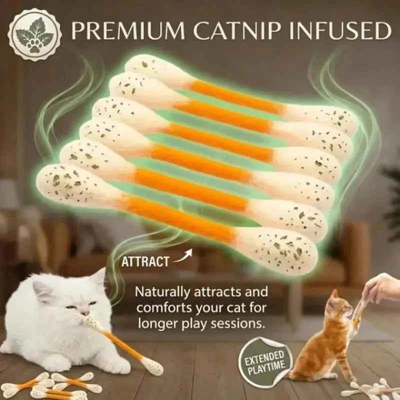 1-8Pcs Creative Large Cotton Swab Shaped Catnip Toy Giant Kitten Grinding Biting Stick Durable Teeth Cleaning And Grinding Rope