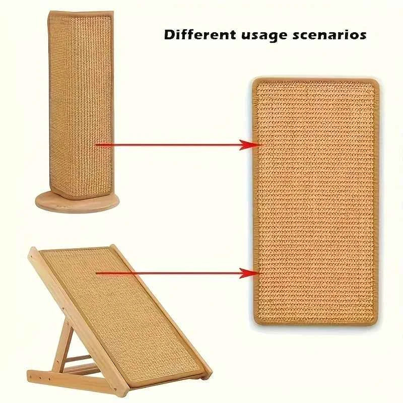 A sturdy and thick cat scratch board - free of clutter, designed for sofa safety, used for exercise and relaxation