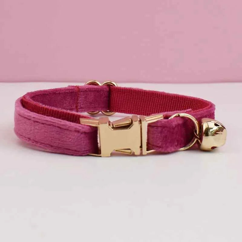 Cat Supplies Velvet Cat Collar Personalized Cat Collar with Name Plate Bell Bow tie Custom Engrave Collars for Cat