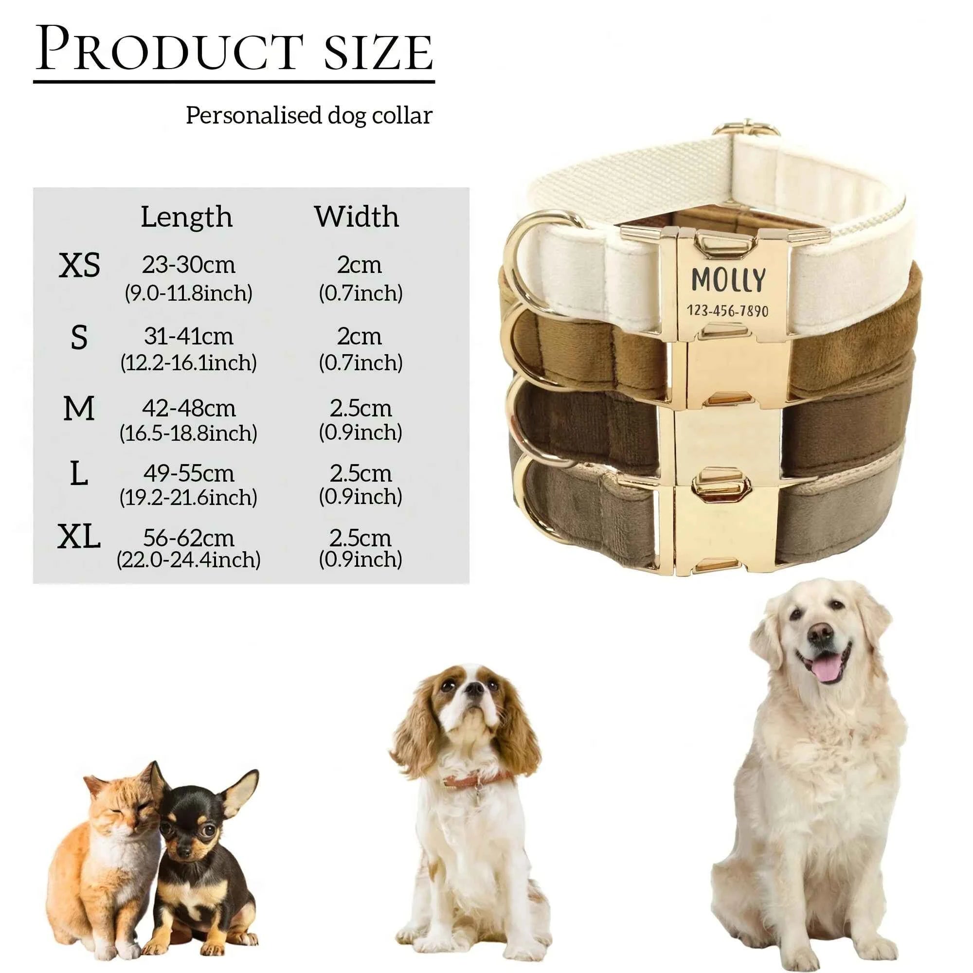 1pc Personalized Dog Collar Velvet, Engraving Custom Name Phone Number ID Tag, Soft Comfy Adjustable Collars For Small Medium La
