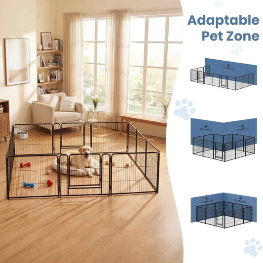 JHK Metal 12 Panels Dog Playpen Pet Fence 24 Inch to 40 Inch Foldable Large Dog Puppy Exercise for Yard Gate Camping Outdoor