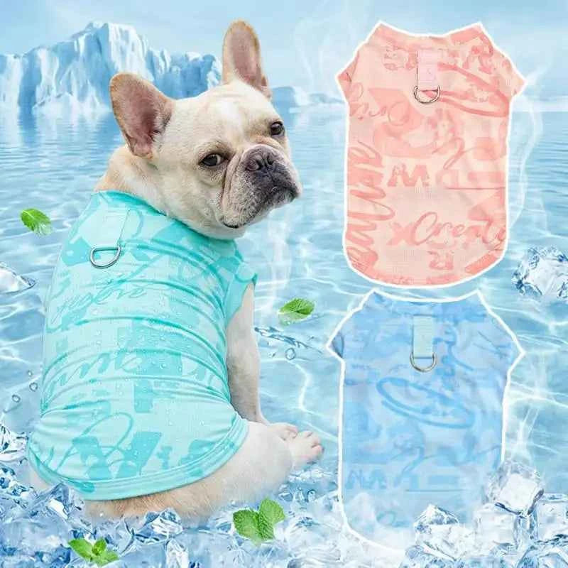 Ice Silk Fabric Dog Vest Cooling Effect Breathable Summer Lightweight Puppy Cat Pet Sleeveless Top Hot Days