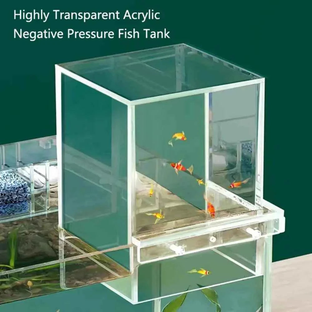 Landscaping Negative Pressure Fish Tank Unique Eye-catching Acrylic Suspended Fish Tank Easy to Install