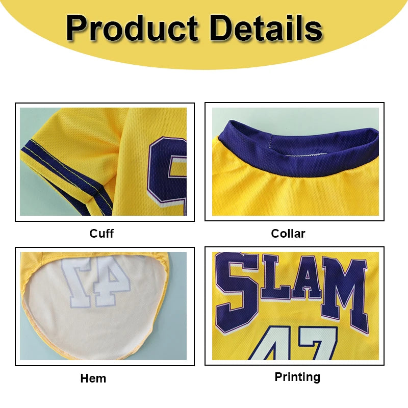 SLAM 47 Mesh Breathable Dog Clothes Teddy Sport Large Dog Jersey Basketball Clothing Puppy T-Shirts Summer Pet Cat Shirts