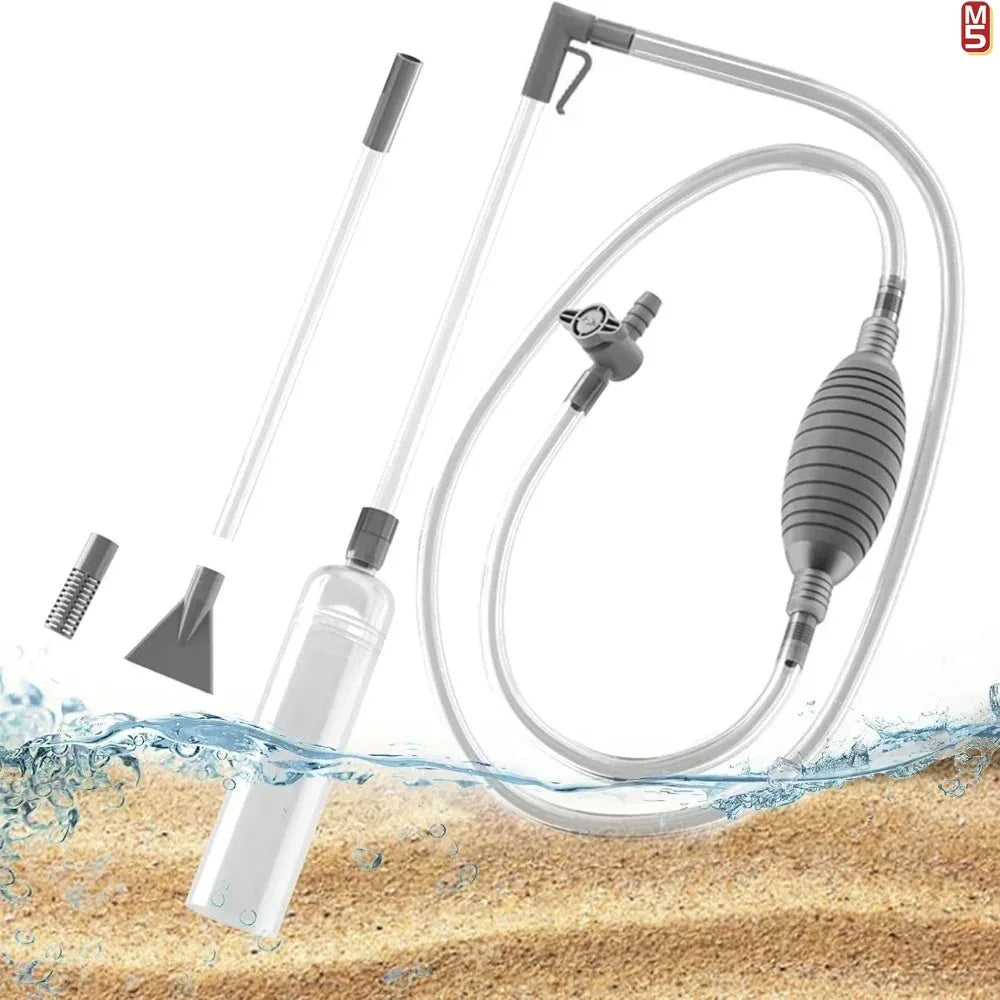 Aquarium Siphon Vacuum Cleaner Tool Set for Large Fish Tank Gravel/Sand Cleaning Water Change with Extension Tube, Fast and Easy
