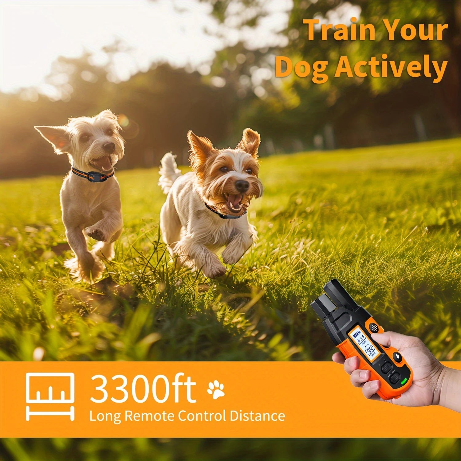 3300Ft Electric Dog Training Collar Remote Control Waterproof Pet BehaviorFor 5-120lbs Puppy With Shock Vibration