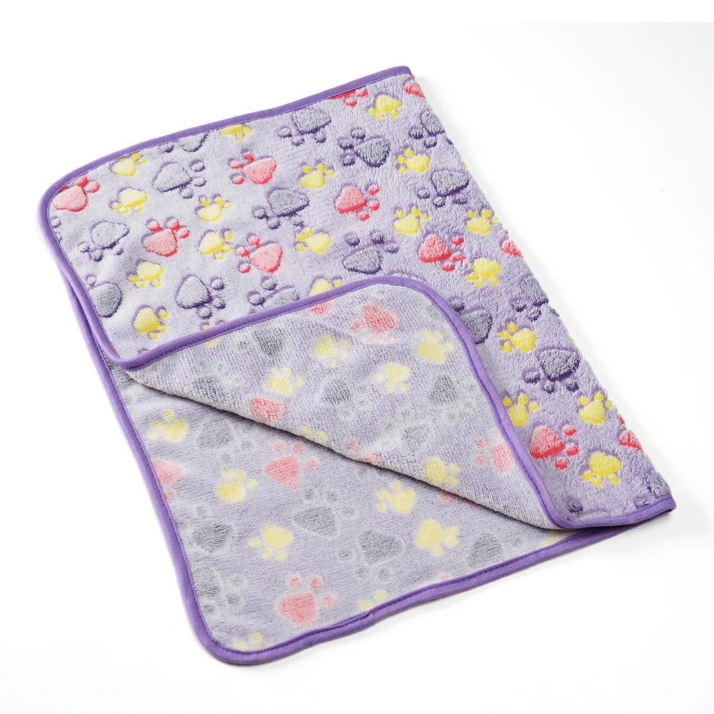 Warm Pet Cat Blanket Autumn Winter Cozy Thicken Fleece Kitten Footprint Bed Mat for Small Medium Big Cats Dog Chihuahua Supplies - Play Paws Toys