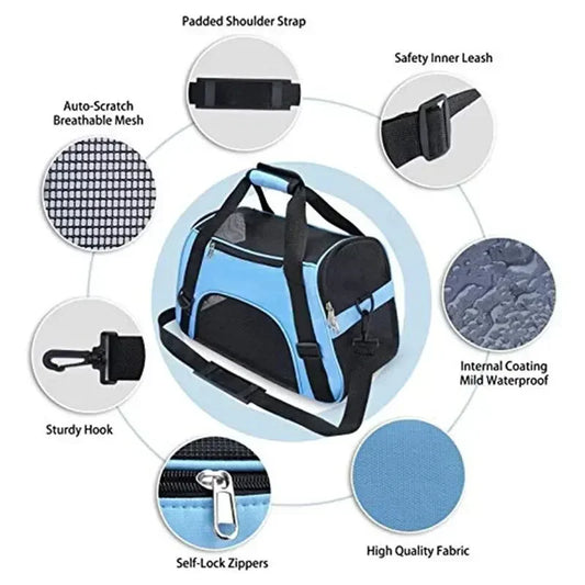 Pet Portable Foldable Four Sided Breathable Mesh Pet Bag Cat and Dog One Shoulder Travel Bag Crossbody Handbag Backpack Cat Bag - Play Paws Toys