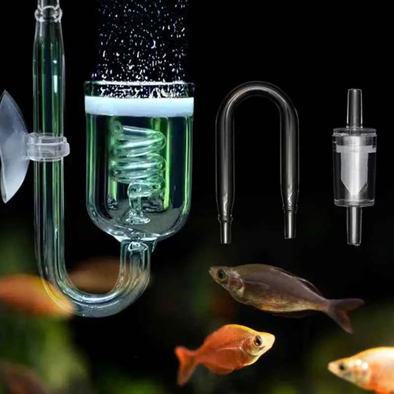Glass/Acrylic Co2 Diffuser Aquarium Spiral Carbon Dioxide Atomizer Diffuser with Suction Cup for Aquarium Fish Tank Accessories