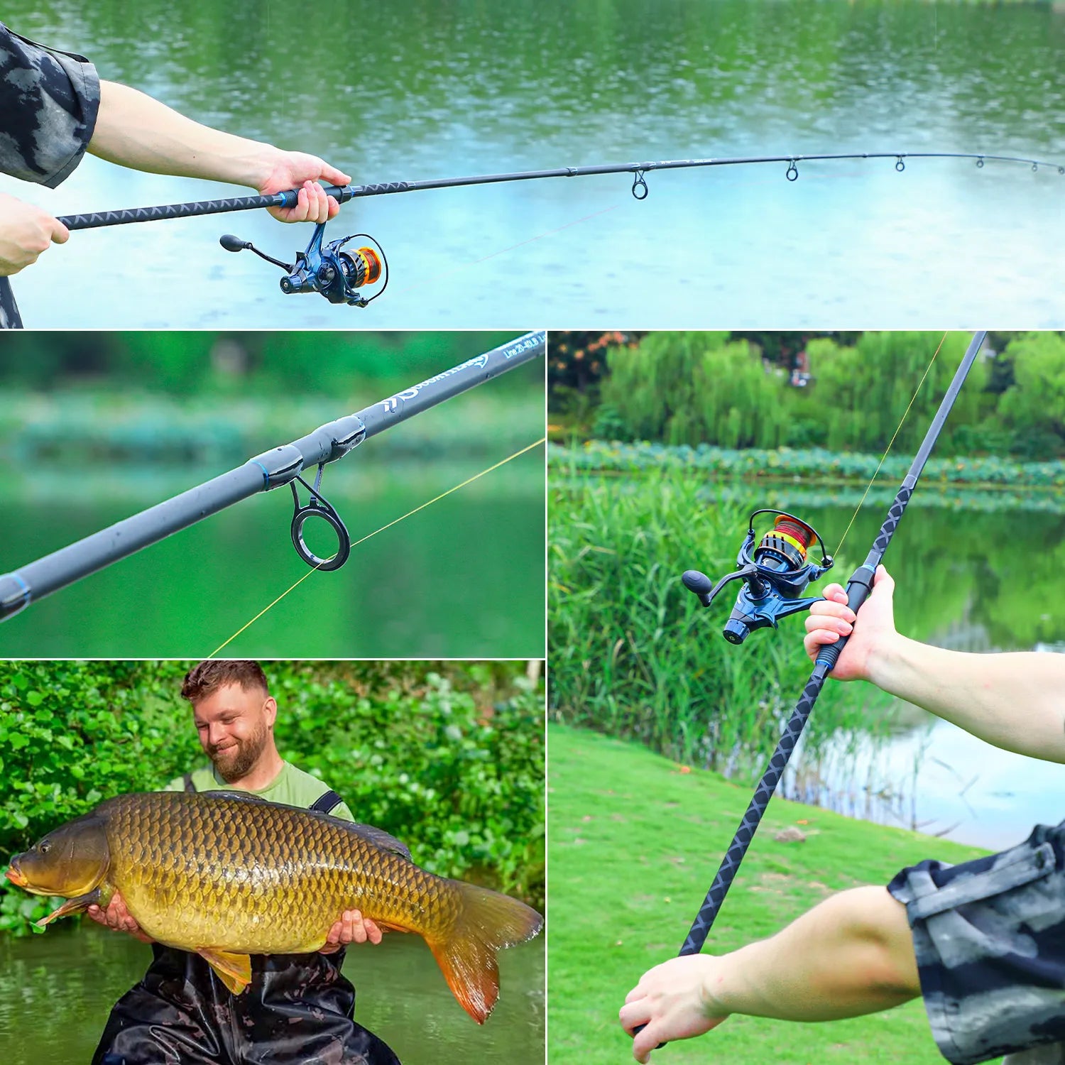 Sougayilang Surf Fishing Rod 3 Piece High Carbon Heavy Power Moderate-Fast Action 12-40LB Line Wt. Portable Travel Fishing Rod