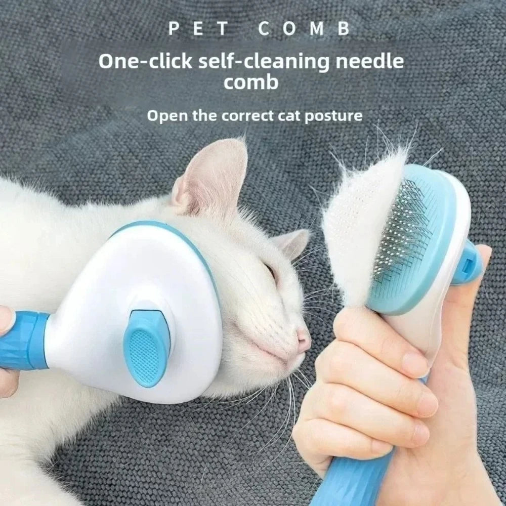Self Cleaning Pet Hair Remover Comb Dematting Grooming Brush for Dogs Cats Essential Fur Care Tool & Pet Accessories