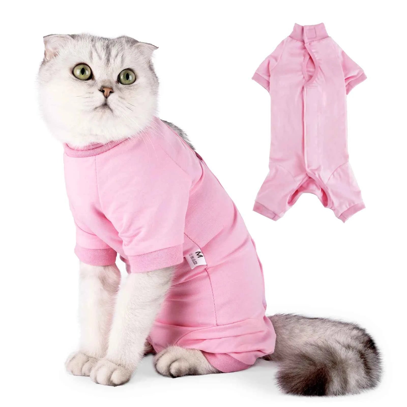 Cat Surgical Recovery Suit for Male Female Cat,Abdominal Wounds Cone E-Collar Alternative Anti-Licking Pet Recovery Suit