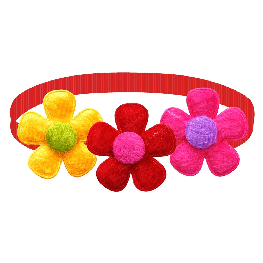 50/100pcs Colorful Flower Dog Bow Ties Beautiful Pet Dog Cat Bowties Collar Fashion Cute Pet Accessories For Small Dogs