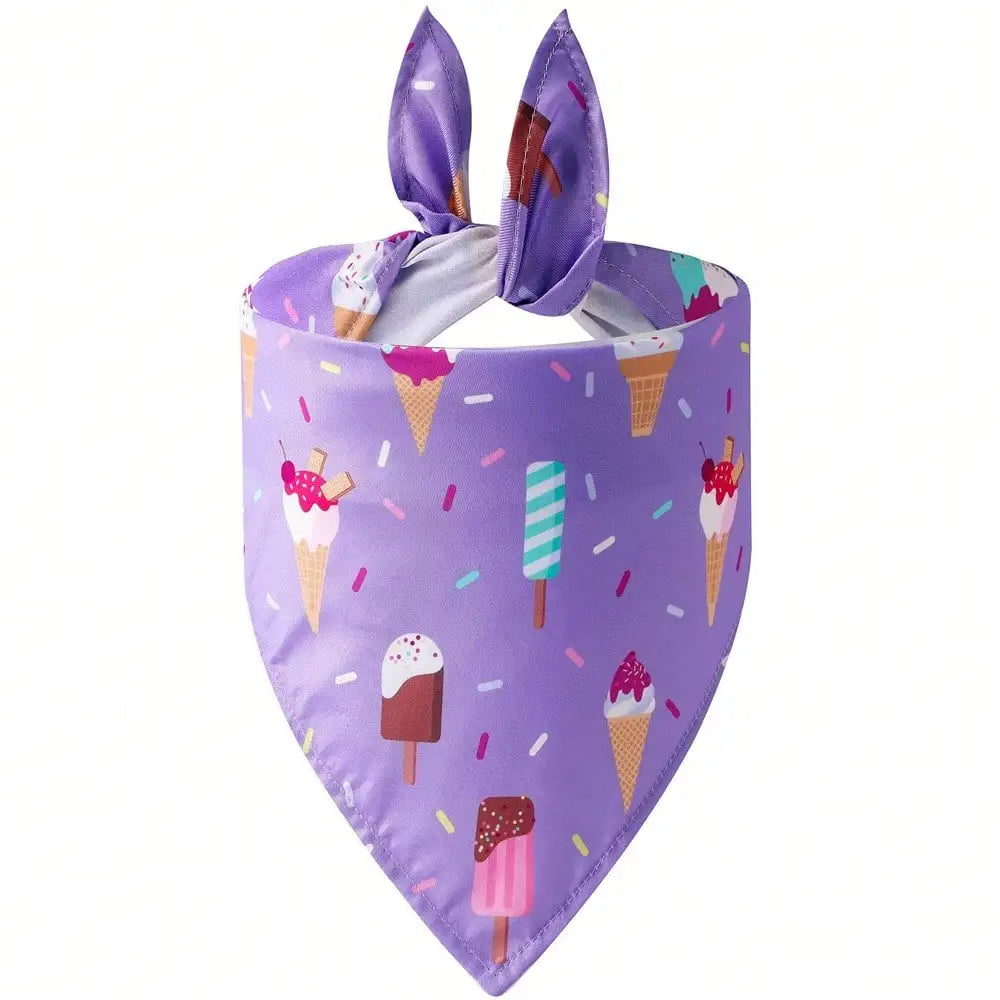 Cute Cartoon Printed Bandana Adjustable Summer Pet Scarf For Dog Cat Bib Kerchief Triangle Towel Holiday Accessories
