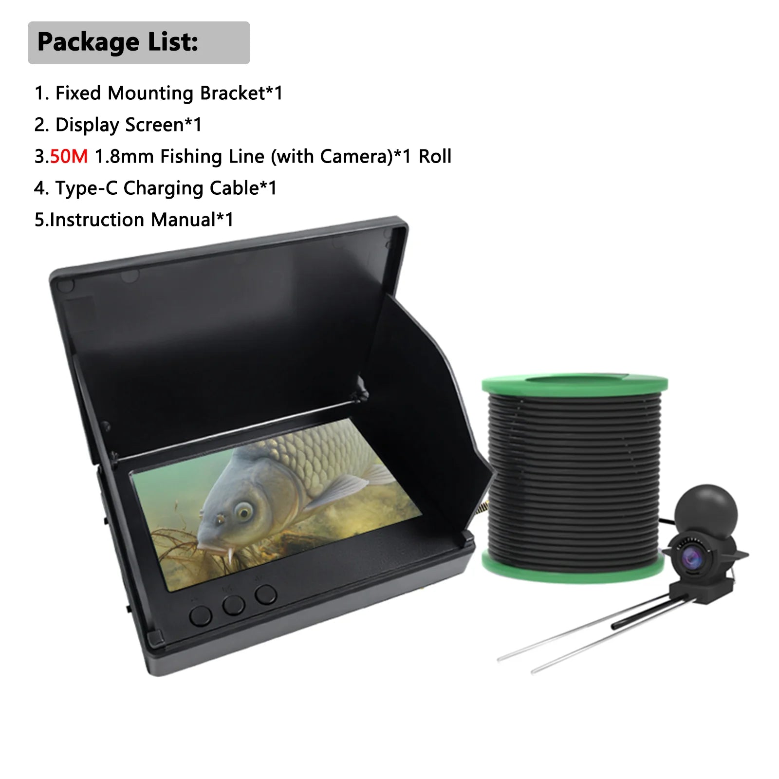 Dodosee Handheld 1080P 4.3'' LCD Fish Finder Portable Fish Depth Finder Water Underwater 220° Fishing Camera With Night Vision