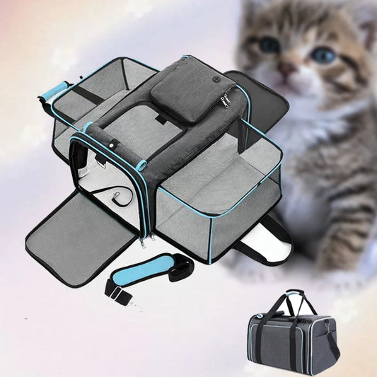 Cat Bag Foldable Large Capacity Cat Outdoor Car Expansion Portable Pet Handbag Breathable Diagonal Cross Bag for Cats and Dogs - Play Paws Toys