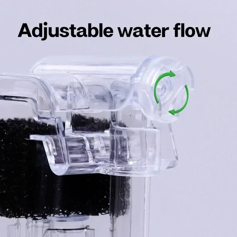 Aquarium Hang on Filter Mini Filter Fish Tank USB Power Interface 2.5W Flow Suitable for Fish Tanks Below 30cm Quiet Operation