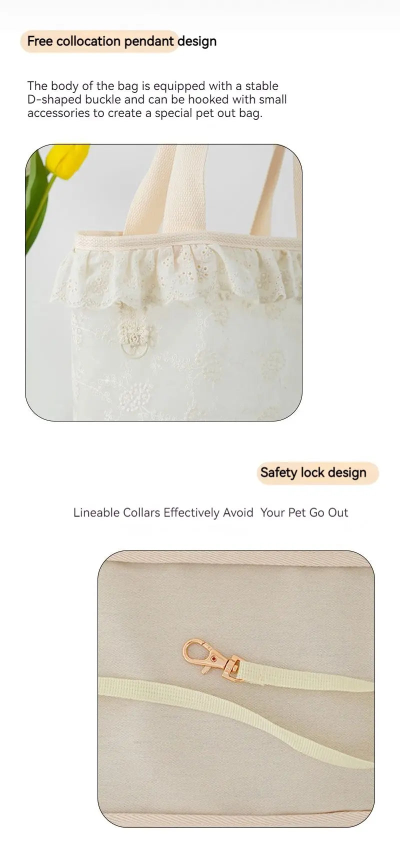 Onecute Lace Pet Carrier Bag - Handheld Shoulder Puppy Purse for Small Dogs, Chihuahua, Cats - Dog Walking Accessories - Play Paws Toys
