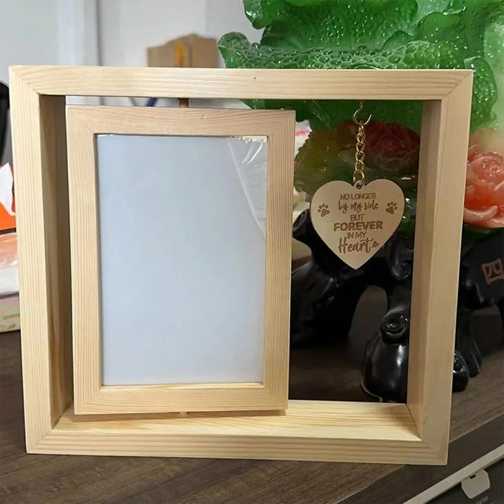 Pets Rotatable Photo Frame Memorial Desktop Photo Frame Heart Pendant Dog Memorial Home Table Decoration For Bedroom Living Room
