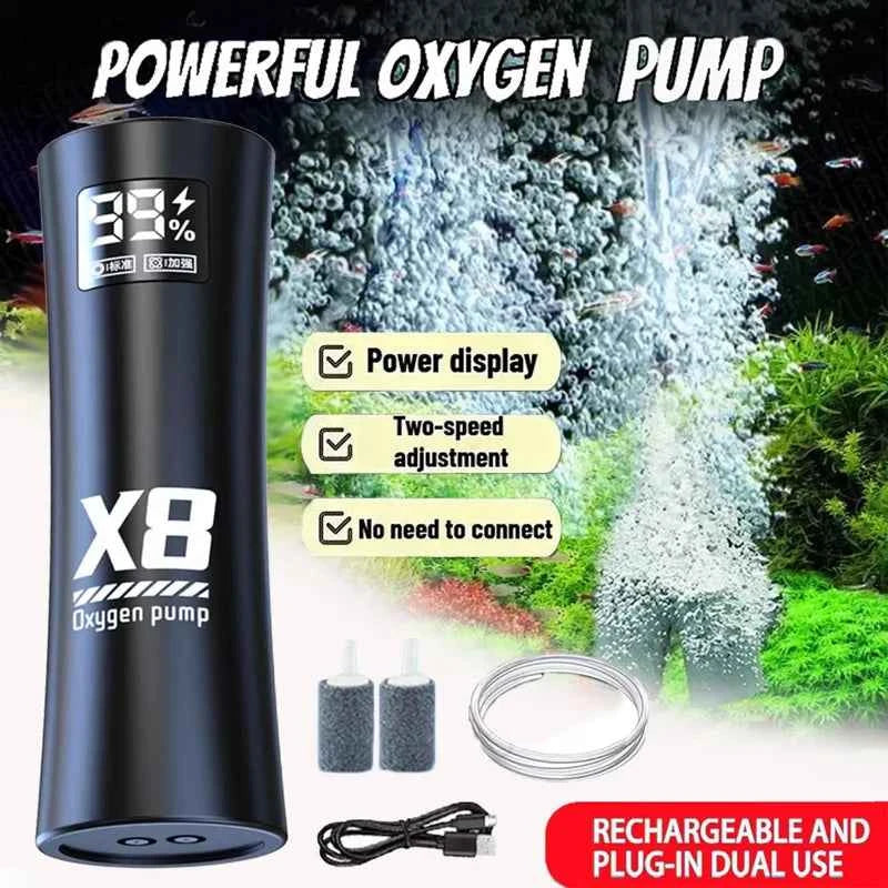 5W USB Rechargeable Oxygen Pump for Outdoor Fishing/Aquarium, Portable Aerator with 48H Runtime for Night Fishing