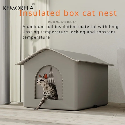 KEMORELA Stray Cat Bed Warmer - 3 Sizes of Comfortable Room-Shaped Shelter for Cats & Dogs, Durable Oxford Cloth, All-Season - Play Paws Toys