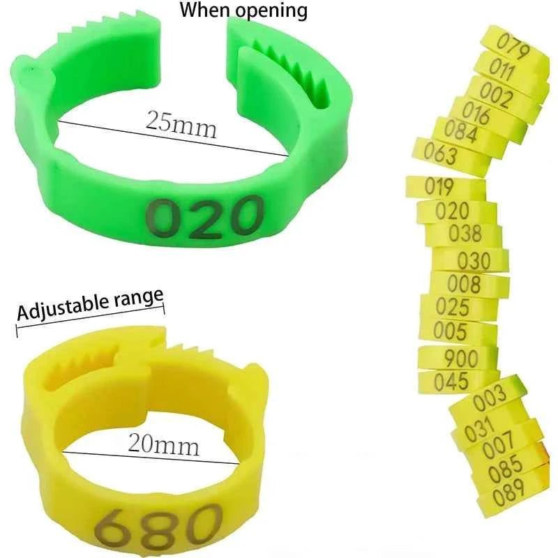 10-50PCS High-quality Chicken Foot Ring 6 Colors Numbered Identification Leg Rings Clip for Poultry Chickens Ducks Geese Parrot