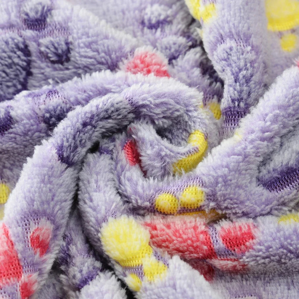 Warm Pet Cat Blanket Autumn Winter Cozy Thicken Fleece Kitten Footprint Bed Mat for Small Medium Big Cats Dog Chihuahua Supplies - Play Paws Toys
