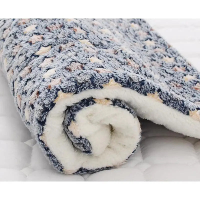Pet Sleeping Mat Dog Bed Cat Bed Soft Hair Thickened Blanket Pad Fleece Home Washable Warm Bear Pattern Blanket Pet Supplies - Play Paws Toys