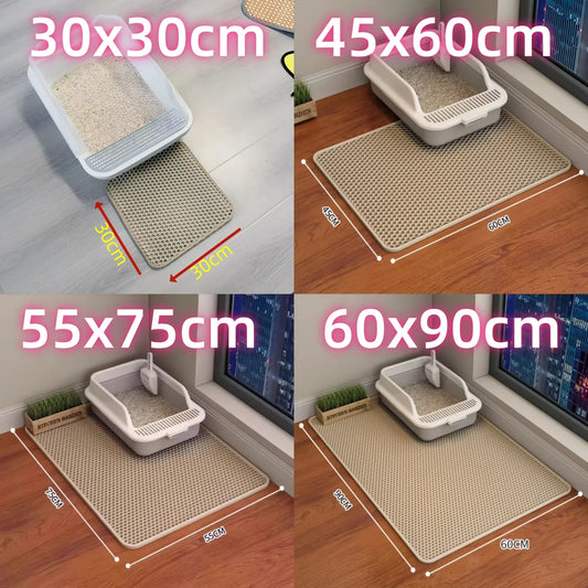 Extra Large Cat Litter Mat Heavy Duty Waterproof 2 Layer Non Slip Washable Pet Floor Protector Litter Box Sand Stopper - Play Paws Toys