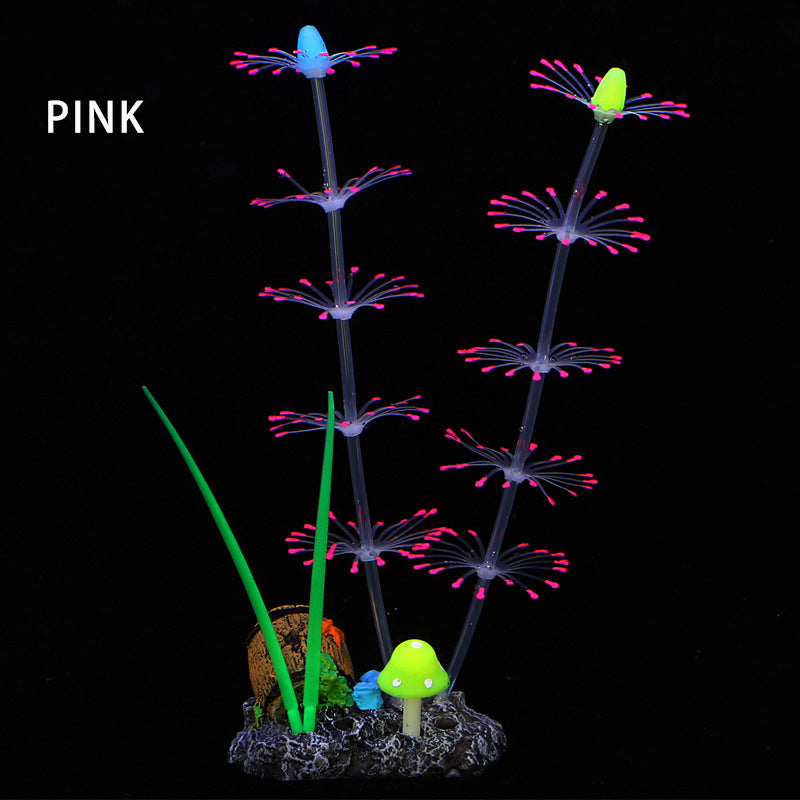 Simulation Aquatic Plants Fluorescent Silicone Water Grass Fish Tank Landscape Aquarium Decoration Coral Landscaping Home Decor