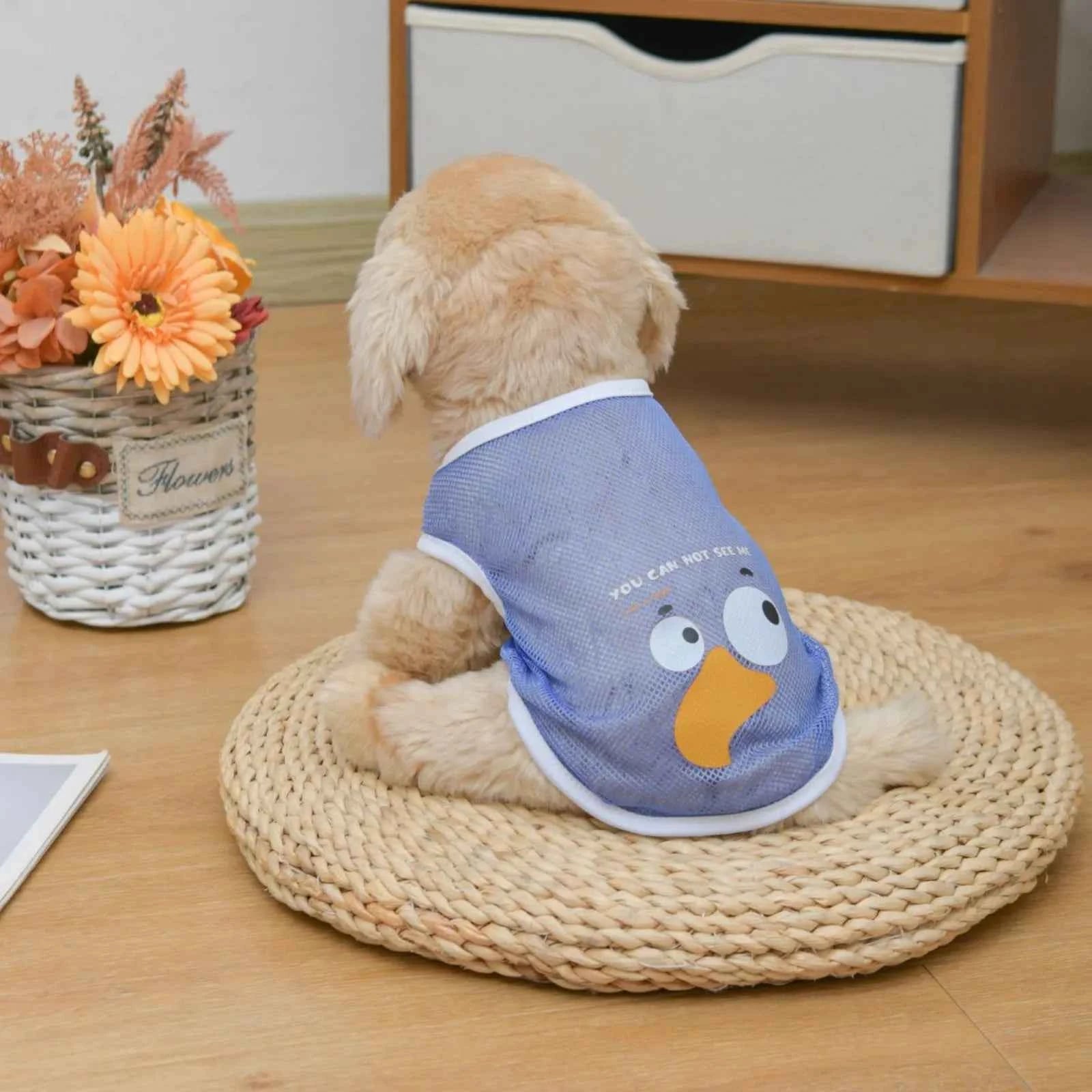 Dog Clothes Summer Cool Mesh Dog Vests Tank Top Compared To Bear Golden Hair Thin Breathable Cartoon Print XS-6XL