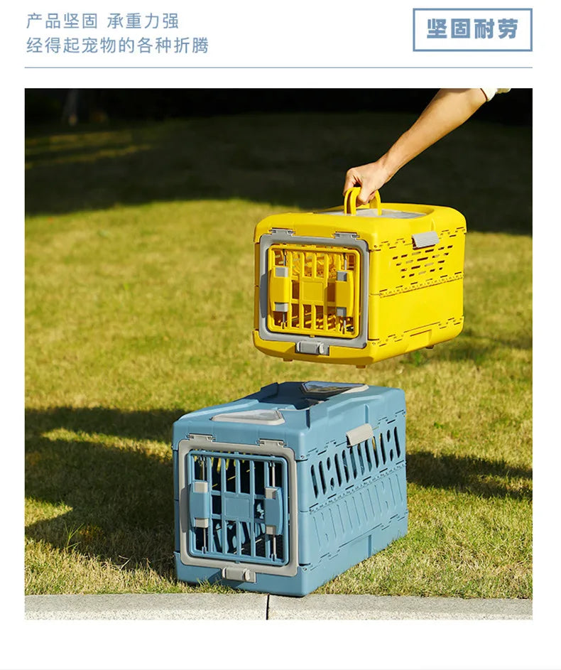 Pet Supplies Car Portable Cat Cage Portable Foldable Flight Case Breathable Kennel For Outing Pet Check-in Box - Play Paws Toys