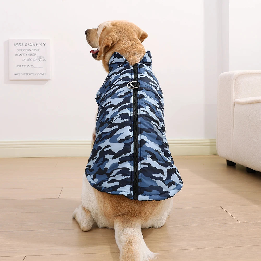 4XL-6XL Large Dog Jacket Clothes Winter Waterproof Coat For Big Dogs Vest Costume Camouflage Print Golden Retriever Pet Overalls